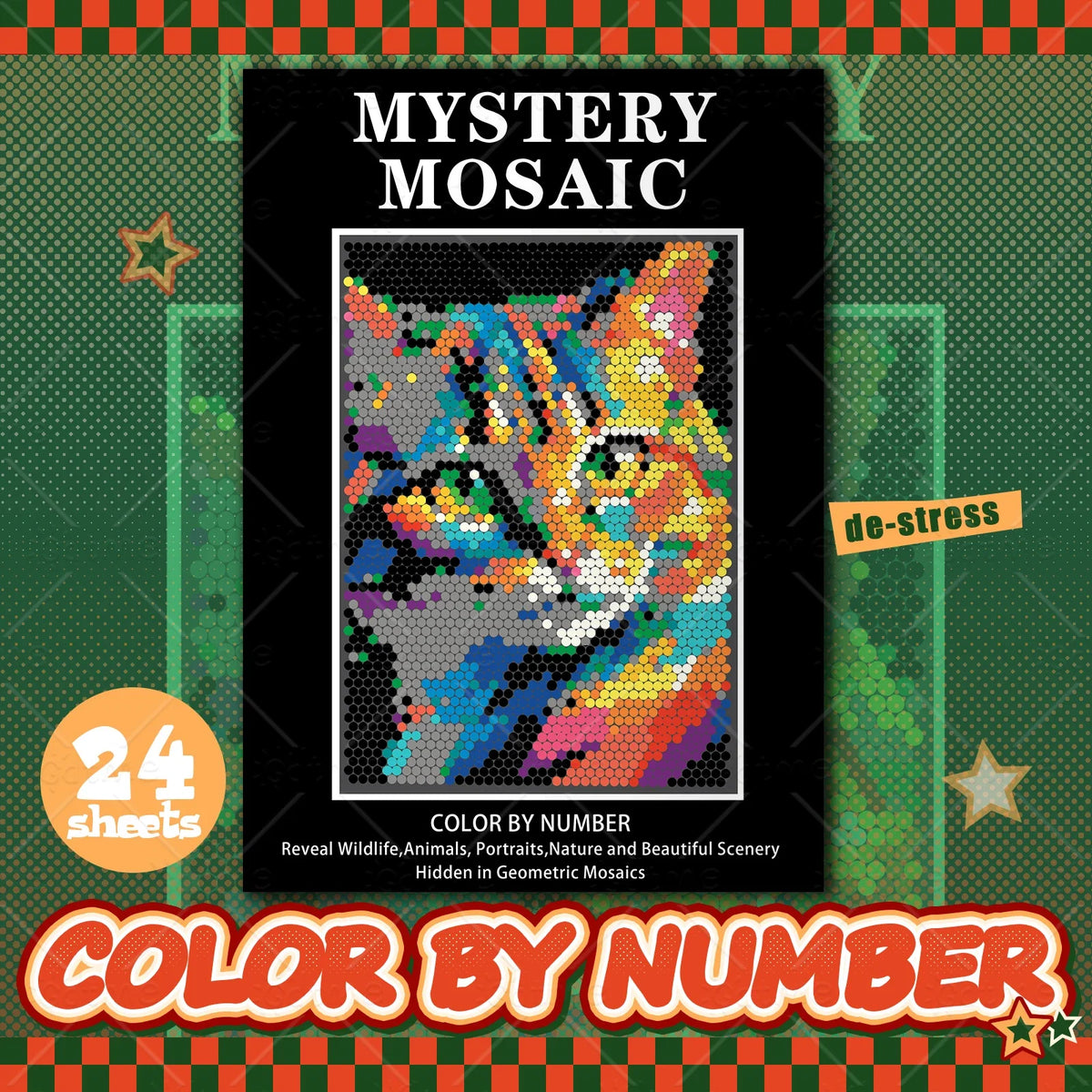 Color-By-Number Mosaics Pixel Art Coloring Book